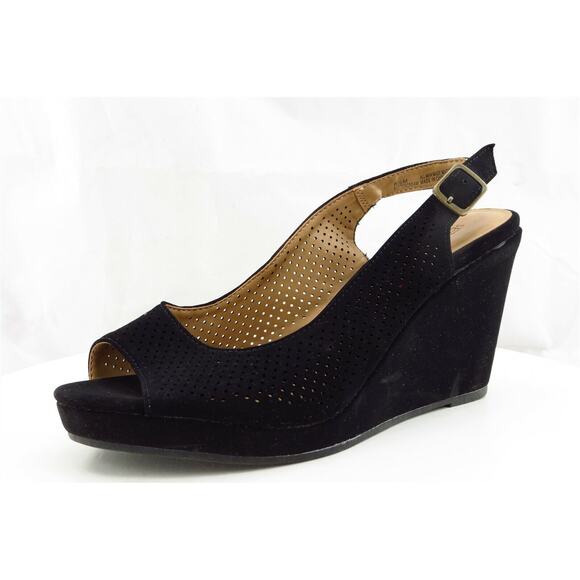 Seychelles Women Sz 8.5‎ M Black Wedge Synthetic Shoes Buttercream - Picture 1 of 8